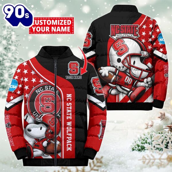 NCAA NC State Wolfpack Snoopy Puffer Jacket Custom   For Fans