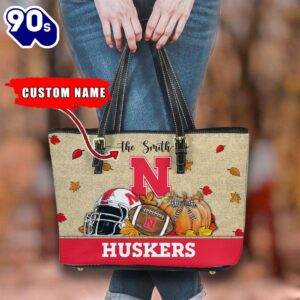 NCAA Nebraska Cornhuskers Fall Football Women Leather Tote Bag