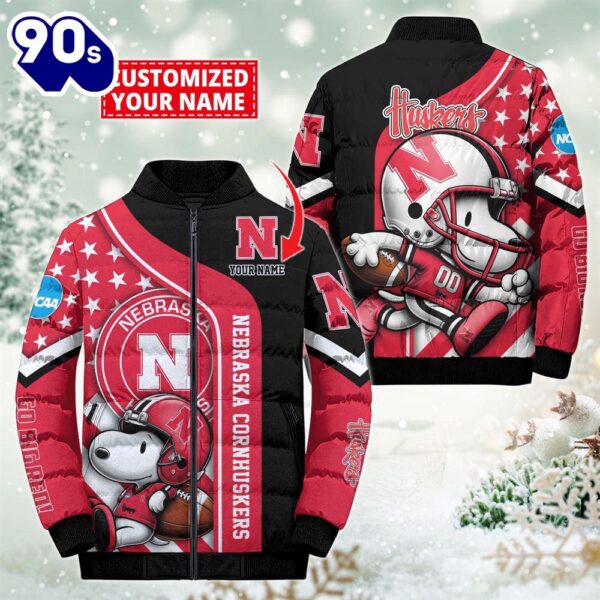 NCAA Nebraska Cornhuskers Snoopy Puffer Jacket Custom   For Fans