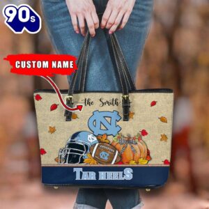 NCAA North Carolina Tar Heels Fall Football Women Leather Tote Bag