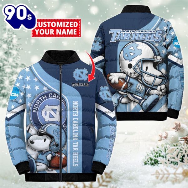 NCAA North Carolina Tar Heels Snoopy Puffer Jacket Custom   For Fans