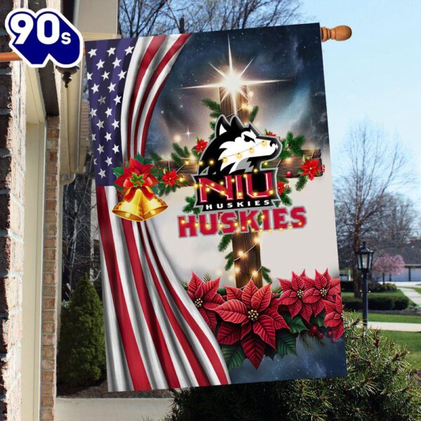 NCAA Northern Illinois Huskies Football Team Cross Christmas Garden Flag