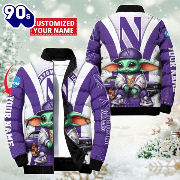 NCAA Northwestern Wildcats Sport Baby Yoda Puffer Jacket For Fans – NCAA Puffer Jacket