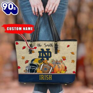 NCAA Notre Dame Fighting Irish Fall Football Women Leather Tote Bag