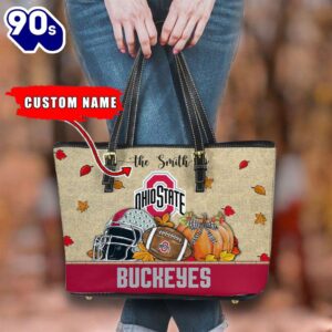 NCAA Ohio State Buckeyes Fall Football Women Leather Tote Bag