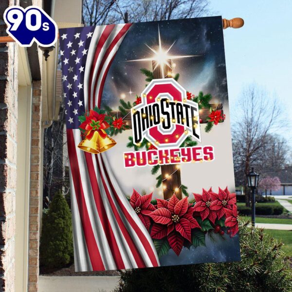 NCAA Ohio State Buckeyes Football Team Cross Christmas Garden Flag