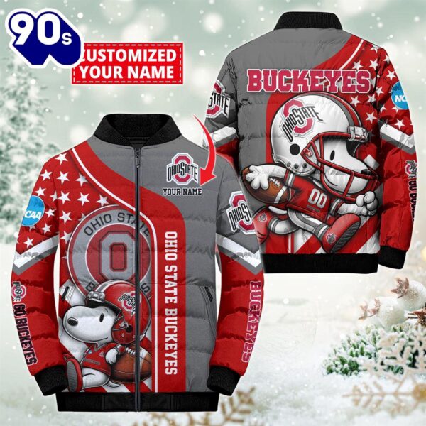 NCAA Ohio State Buckeyes Snoopy Puffer Jacket Custom   For Fans