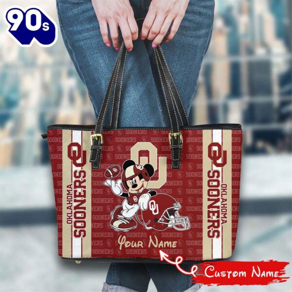 NCAA Oklahoma Sooners Mickey Women Leather Tote Bag