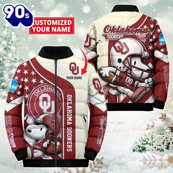 NCAA Oklahoma Sooners Snoopy Puffer Jacket Custom   For Fans