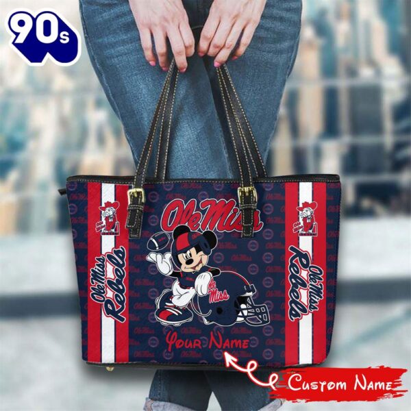 NCAA Ole Miss Rebels Mickey Women Leather Tote Bag