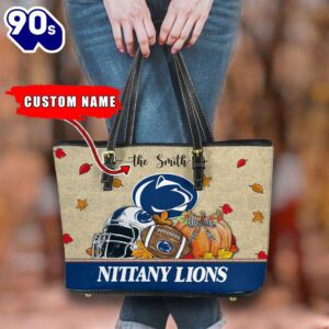 NCAA Penn State Nittany Lions Fall Football Women Leather Tote Bag