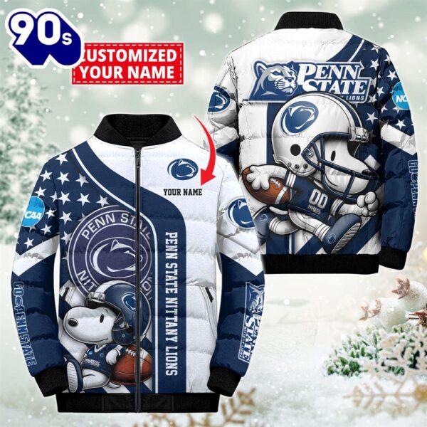 NCAA Penn State Nittany Lions Snoopy Puffer Jacket Custom   For Fans