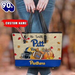 NCAA Pittsburgh Panthers Fall Football Women Leather Tote Bag