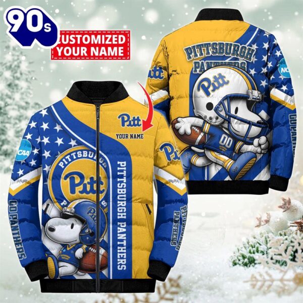 NCAA Pittsburgh Panthers Snoopy Puffer Jacket Custom   For Fans