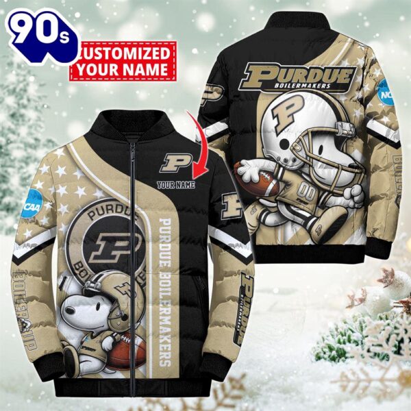 NCAA Purdue Boilermakers Snoopy Puffer Jacket Custom   For Fans