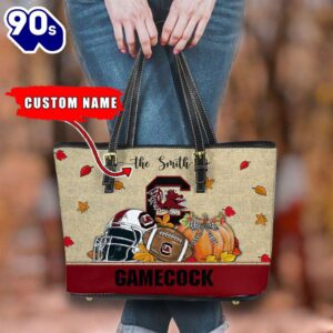 NCAA South Carolina Gamecocks Fall Football Women Leather Tote Bag