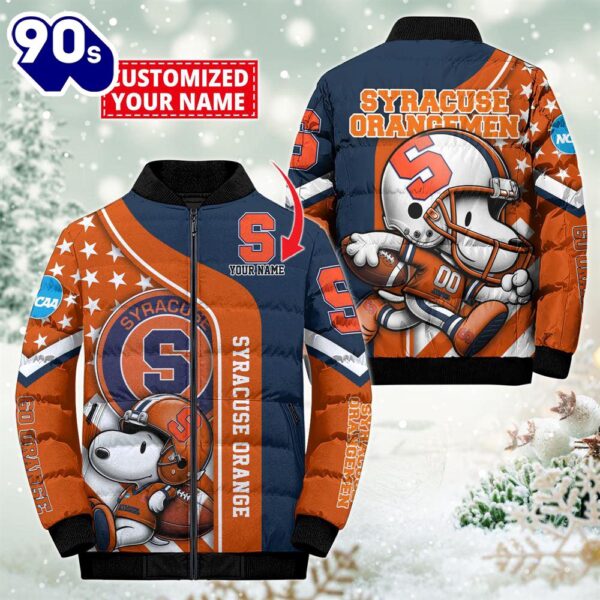 NCAA Syracuse Orange Snoopy Puffer Jacket Custom   For Fans