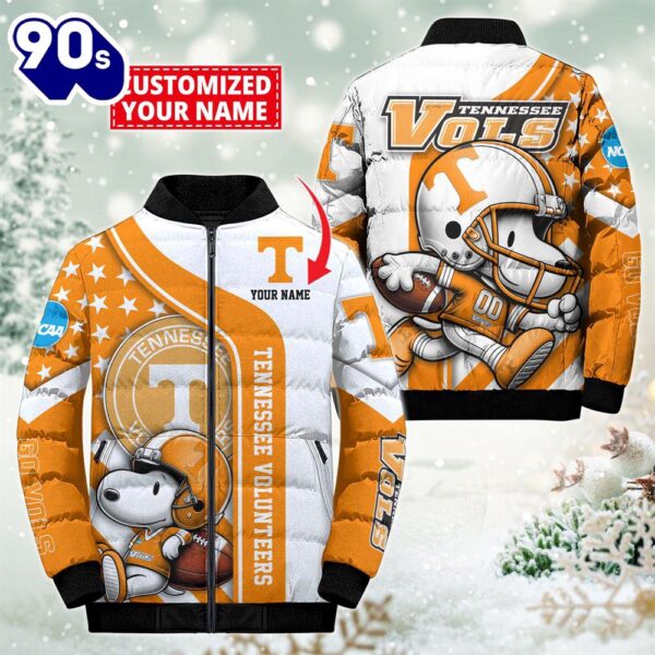 NCAA Tennessee Volunteers Snoopy Puffer Jacket Custom   For Fans