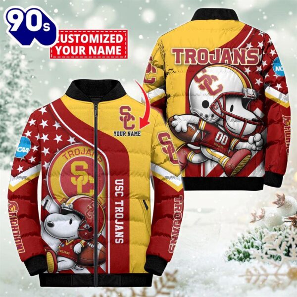 NCAA USC Trojans Snoopy Puffer Jacket Custom   For Fans