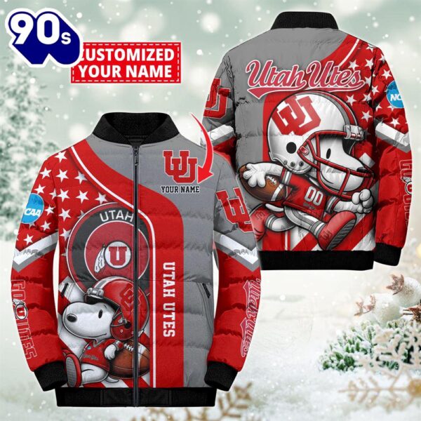 NCAA Utah Utes Snoopy Puffer Jacket Custom   For Fans