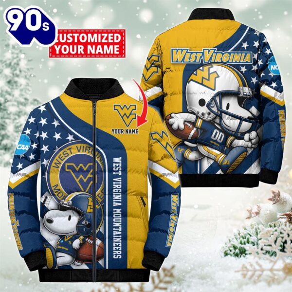 NCAA West Virginia Mountaineers Snoopy Puffer Jacket Custom   For Fans