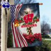 NCAA Wisconsin Badgers Football Team Cross Christmas Garden Flag