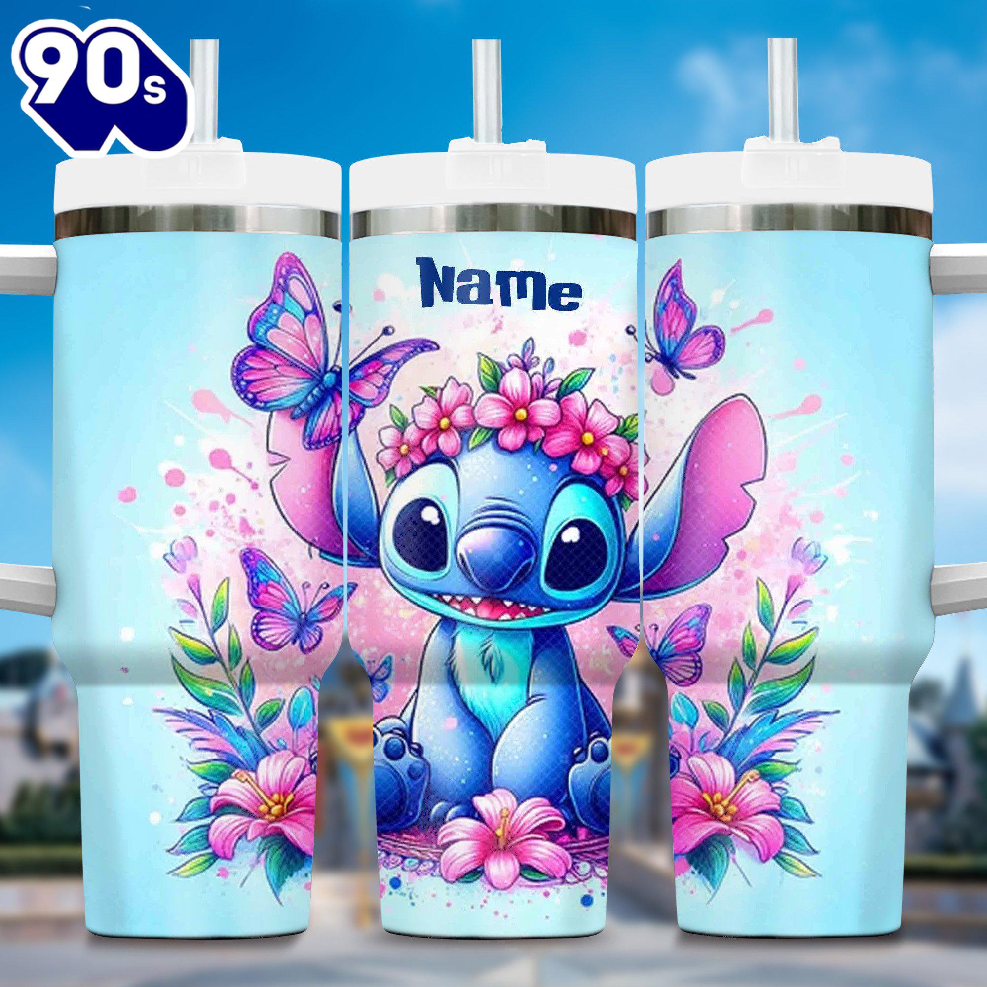 Neon Light Colorful Stitch Cartoon Custom Stanley Quencher 40oz Stainless Steel Tumbler With Neon Light Colorful Stitch Cartoon Custom Stanley Quencher 40oz Stainless Steel Tumbler With