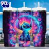 Neon Light Colorful Stitch Cartoon Custom Stanley Quencher 40oz Stainless Steel Tumbler With Handle