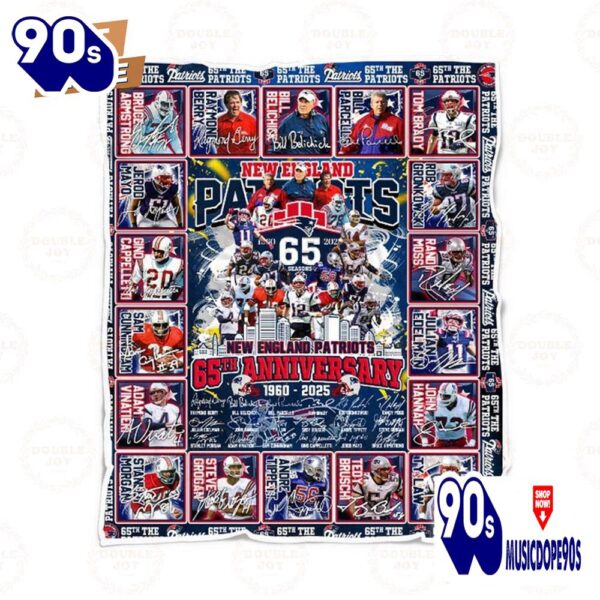 New England Patriots 65th Anniversary 1960 – 2025 Fleece Blanket