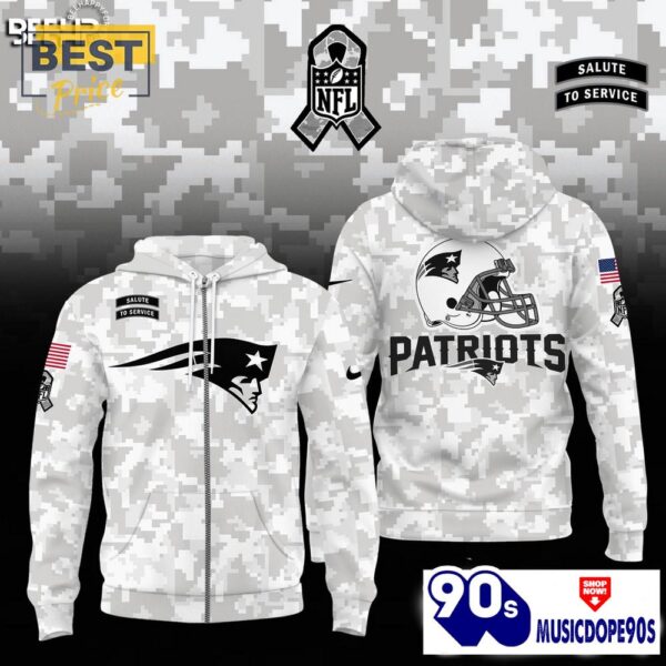 New England Patriots Camo 2024 Salute to Service Hoodie, Jogger, Cap