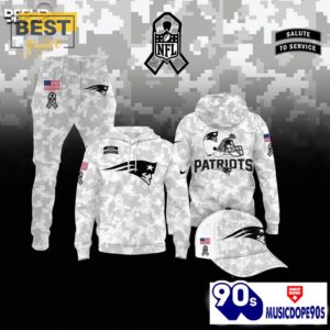 New England Patriots Camo 2024 Salute to Service Hoodie, Jogger, Cap