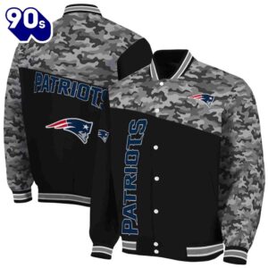 New England Patriots Camo Patchwork Black Jacket