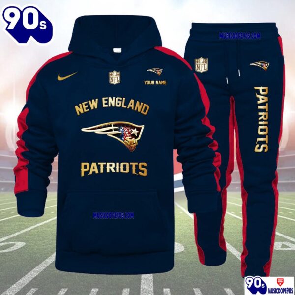 New England Patriots NFL 32 Teams Personlized Golden Logo Hoodie Set