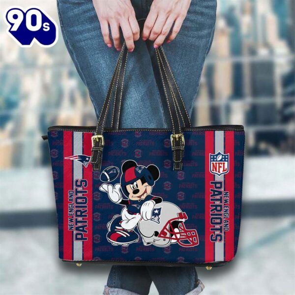 New England Patriots NFL Mickey Women Leather Tote Bag