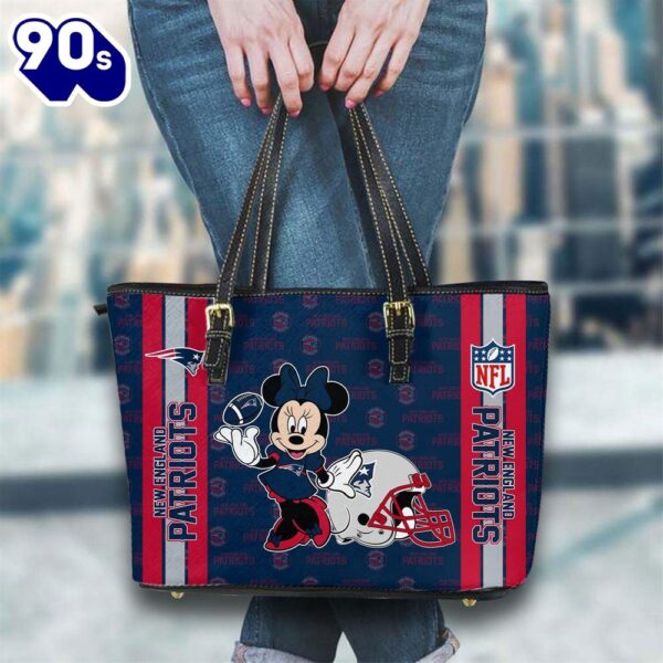 New England Patriots NFL Minnie Women Leather Tote Bag