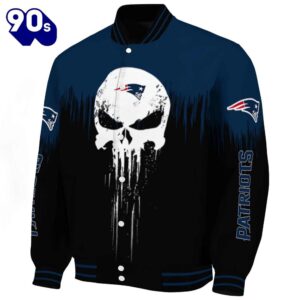 New England Patriots Punisher Skull Blue Black White Jacket