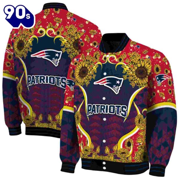 New England Patriots Sunflower Bloom Blue Yellow Jacket