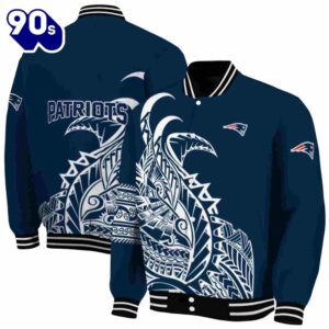 New England Patriots Tribal Art Blue White Black Jacket