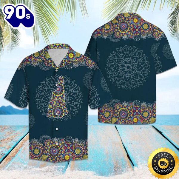 New Hampshire Mandala Hawaiian Shirt Summer Button Up