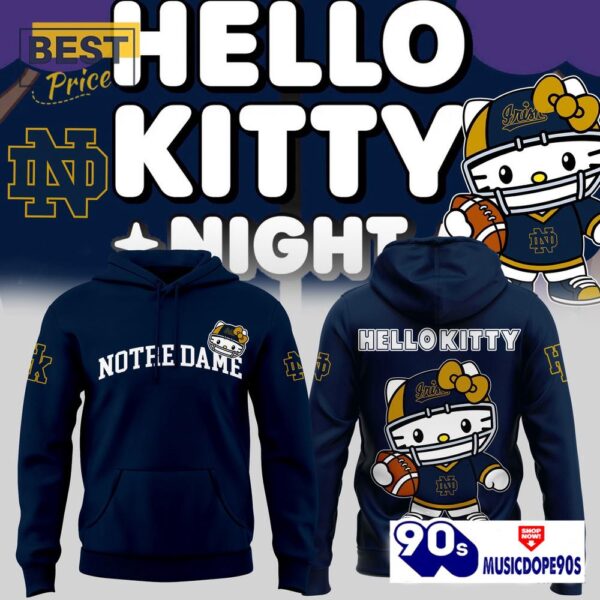 New Hello Kitty X Notre Dame Navy Football Hoodie