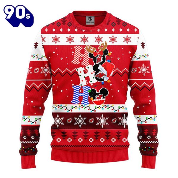 New Jersey Devils Hohoho Mickey Christmas Ugly Sweater  Gift Christmas