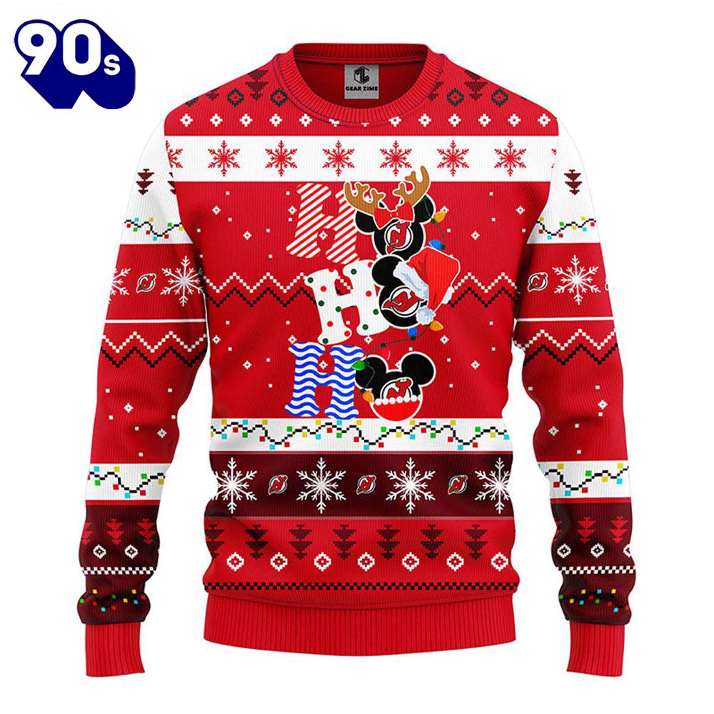 New Jersey Devils Hohoho Mickey Christmas Ugly Sweater Gift Christmas New Jersey Devils Hohoho Mickey Christmas Ugly Sweater Gift Christmas