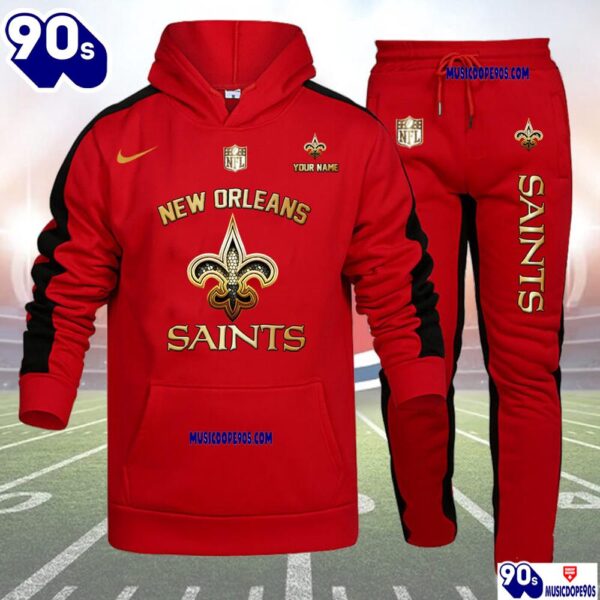 New Orleans Saints NFL 32 Teams Personlized Golden Logo Hoodie Set