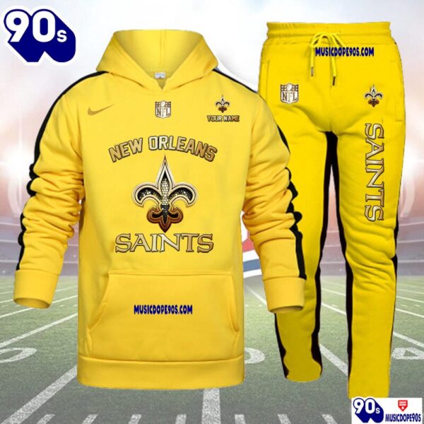 New Orleans Saints NFL 32 Teams Personlized Golden Logo Hoodie Set