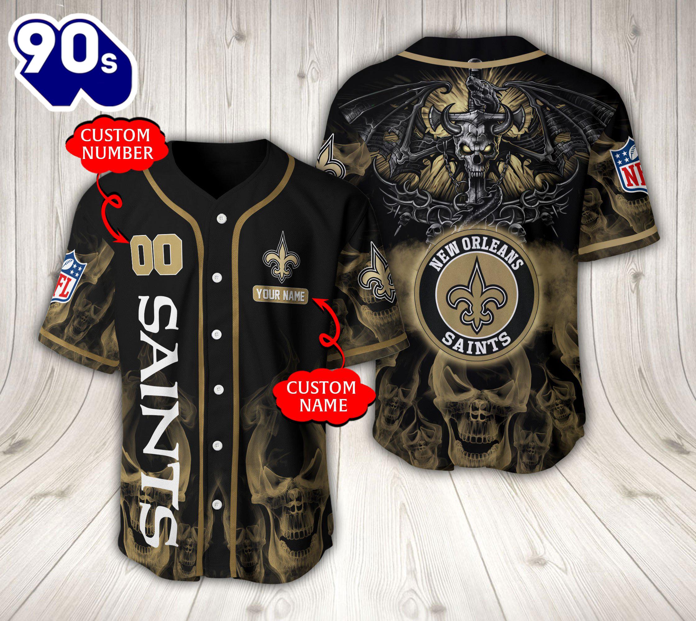 New Orleans Saints NFL Baseball Jersey Custom Name And Number Shirt For Fans New Orleans Saints NFL Baseball Jersey Custom Name And Number Shirt For Fans