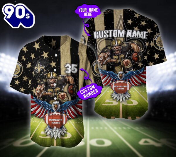New Orleans Saints NFL Baseball Jersey Custom Shirt For Fans