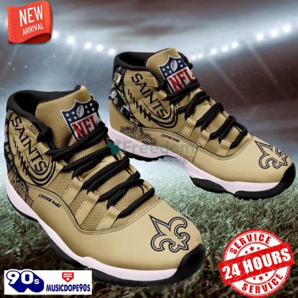 New Orleans Saints NFL Logo Air Jordan 11 Custom Name Shoes