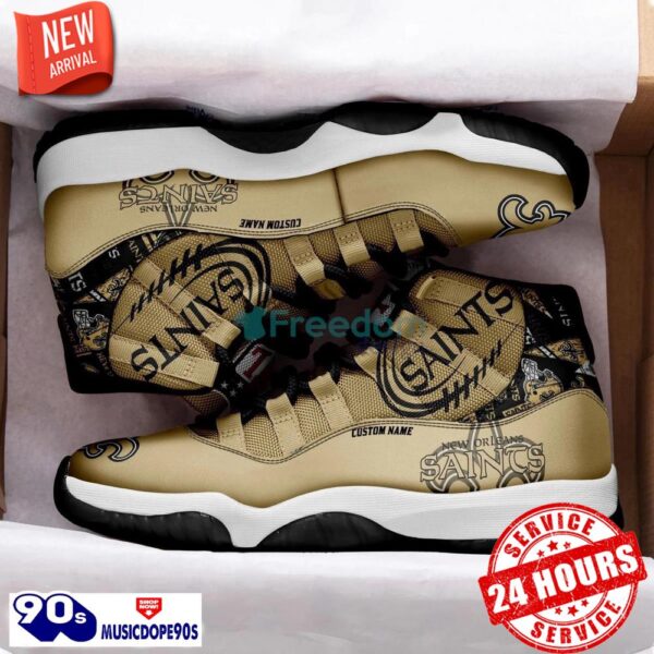 New Orleans Saints NFL Logo Air Jordan 11 Custom Name Shoes