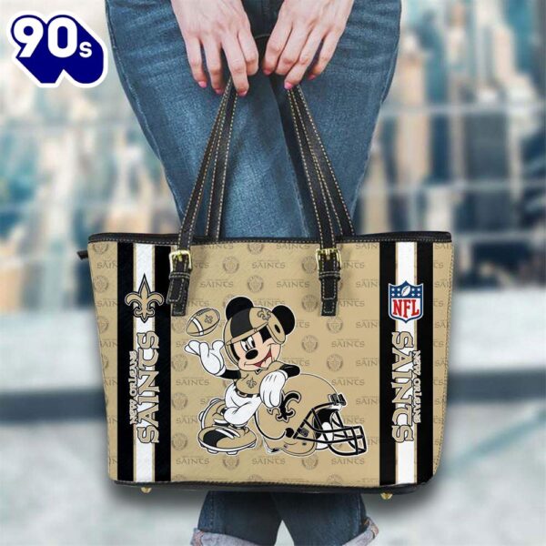 New Orleans Saints NFL Mickey Women Leather Tote Bag