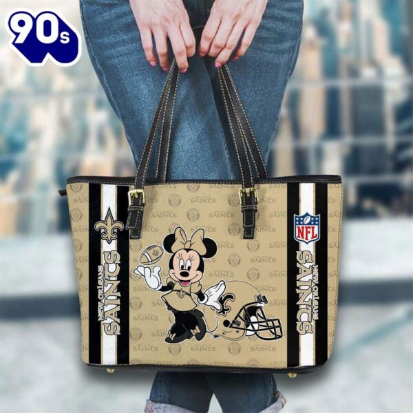 New Orleans Saints NFL Minnie Women Leather Tote Bag